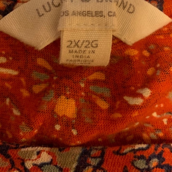 Lucky Brand Boho Print Burnt Orange Tee - Picture 4 of 4